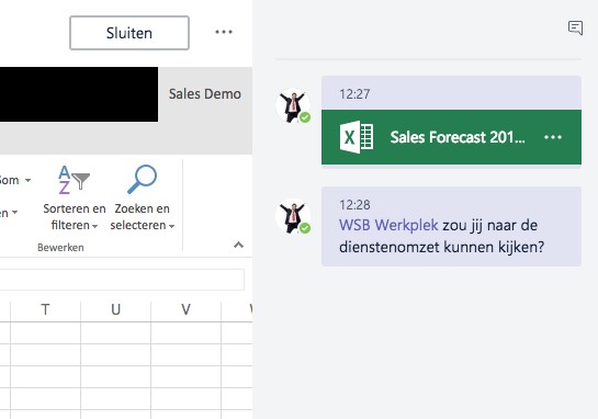 Microsoft Teams - Chatsessie over document