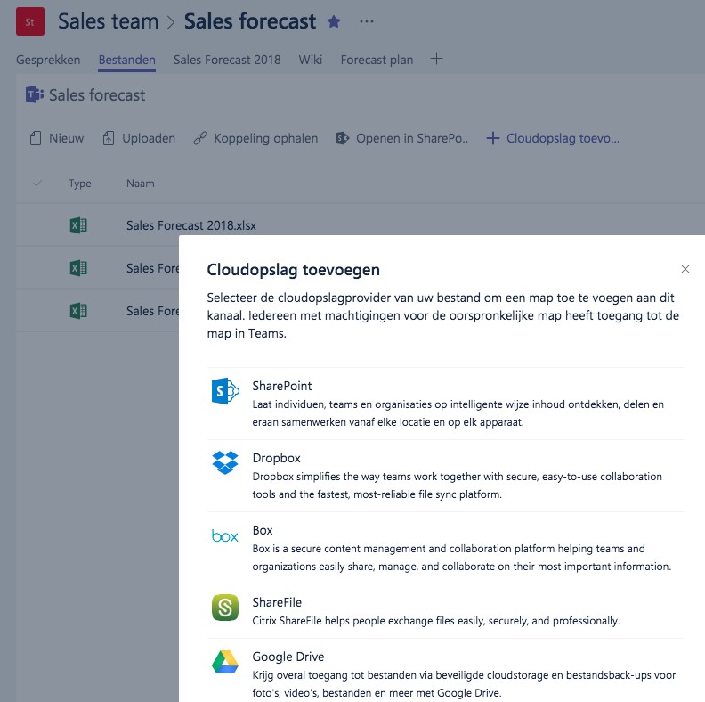 Microsoft Teams - Cloud opslag toevoegen