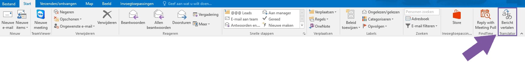 Translator for Outlook - Button in lint
